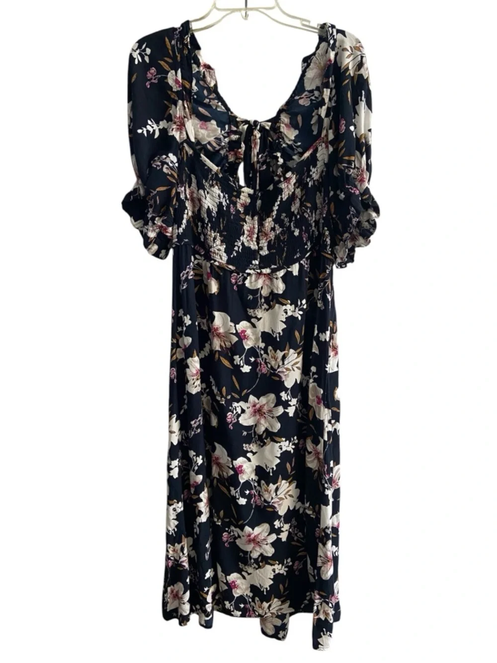 anthropologie black floral dress Anthropology Black Floral Embroidered Midi Dress by Anthropologie